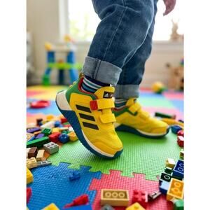 Adidas Lego Sneakers Mesh Hook Loop Straps Yellow Green Red Blue Toddler 8.5K